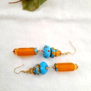 New handmade Turquoise glass bead earrings